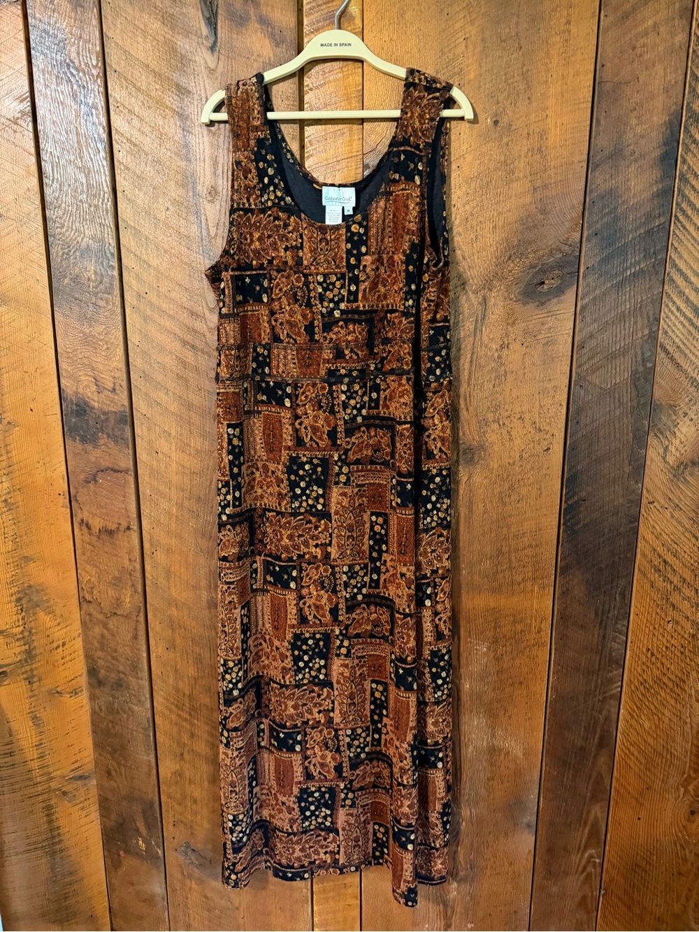 NWT Coldwater Creek Fall Spice Boucle Patchwork Tapestry Maxi Dress Boho Medium